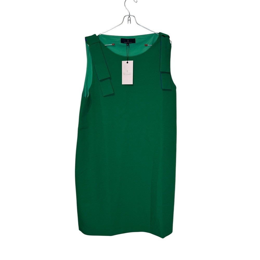 Abbey Glass Women Dress Michelle Shift Sleeveless Bow‎ Detail Kelly Green XL NWT